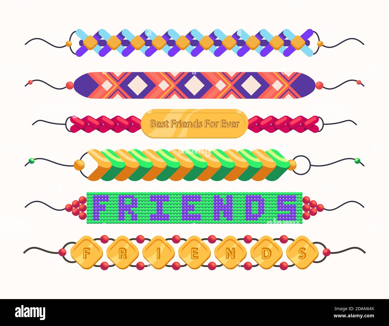 Colorful friendship band collection illustration Vector Stock Vector