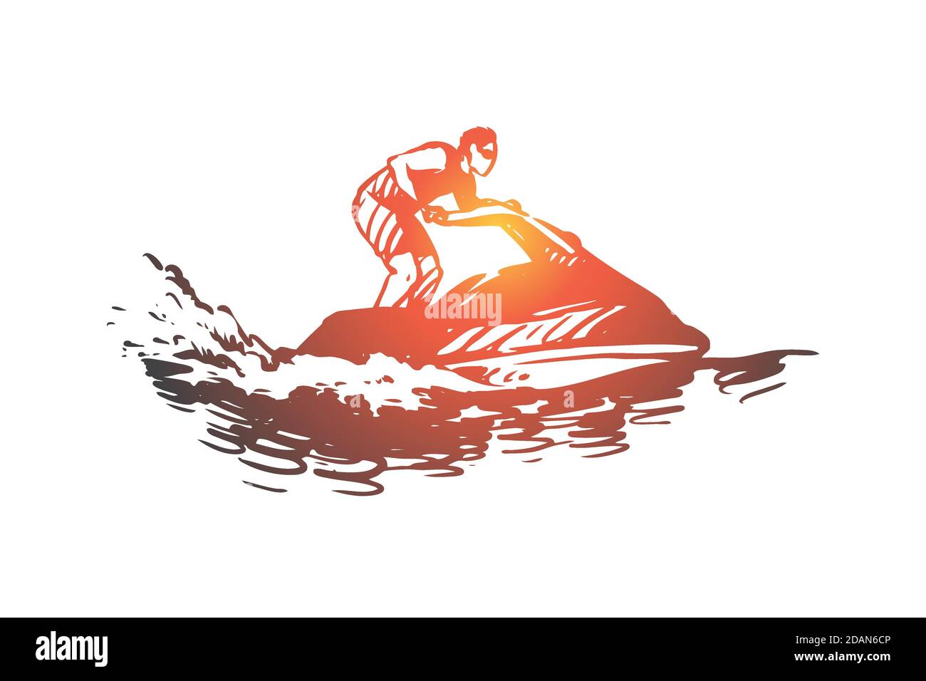 Sea, summer, water, hydro cycle, activity concept. Hand drawn isolated ...