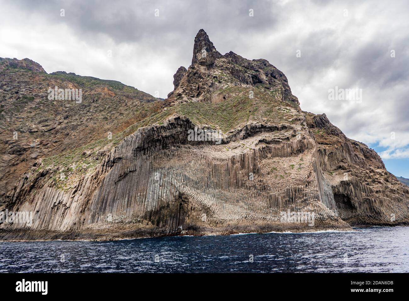 Los Organos from the sea on Gomera Stock Photo