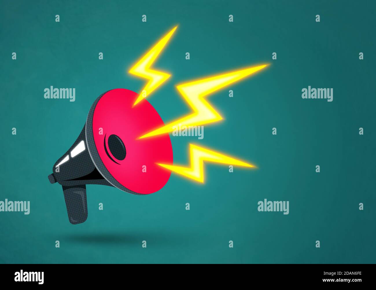 Illustration of vintage black megaphone. Poster with retro megaphone