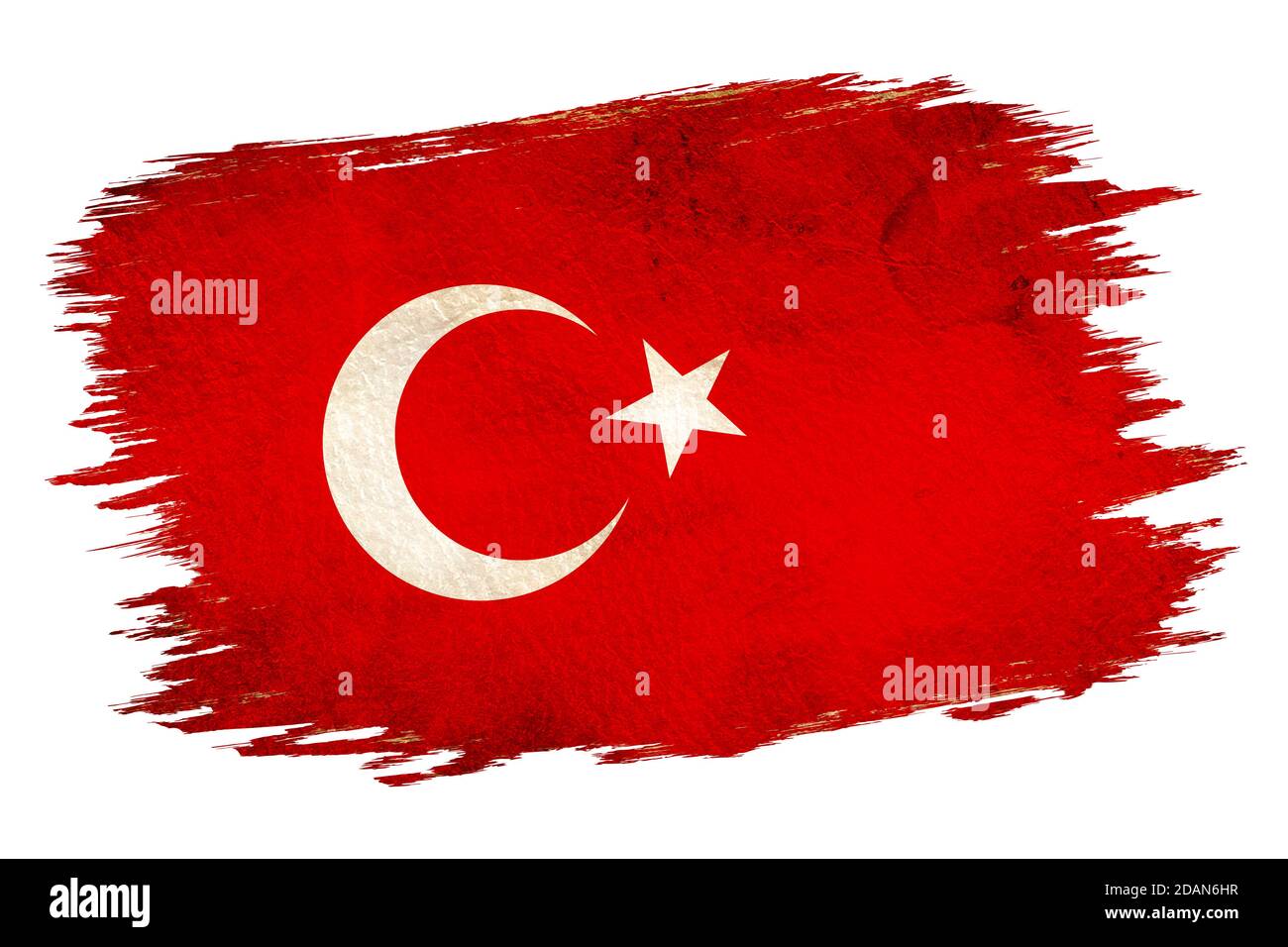 Vintage Turkish flag. Drawing flag of Turkey in grunge style. Stock Photo