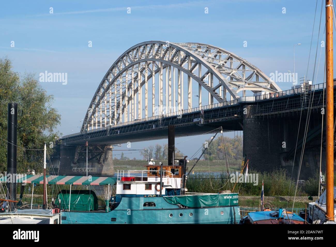 The iconic Dutch Waalbridge over the river Waal in Nijmegen, The Netherlands Stock Photo