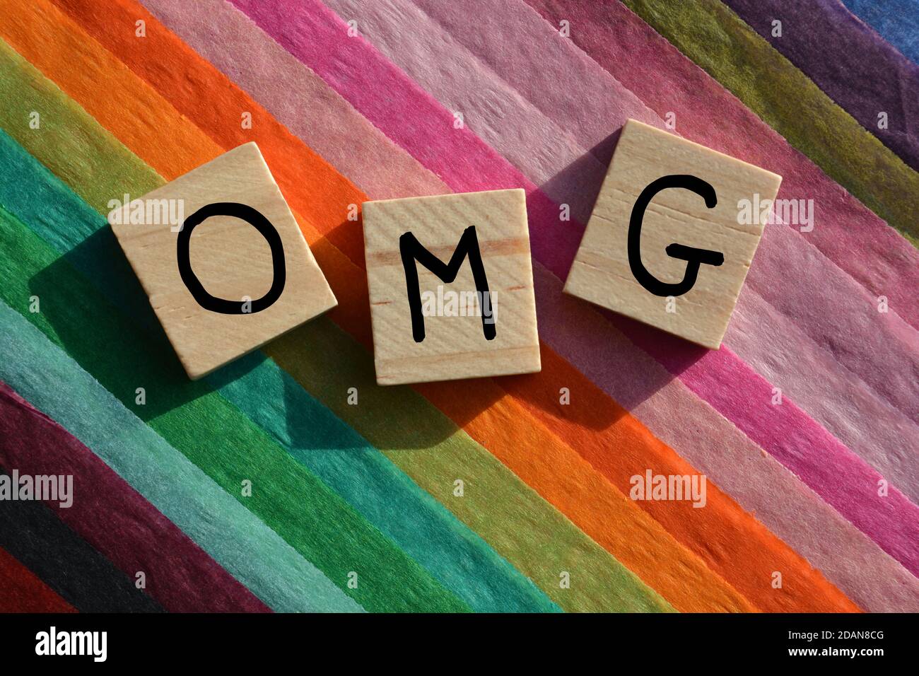OMG acronym used in internet slang to express surprise or shock Stock Photo