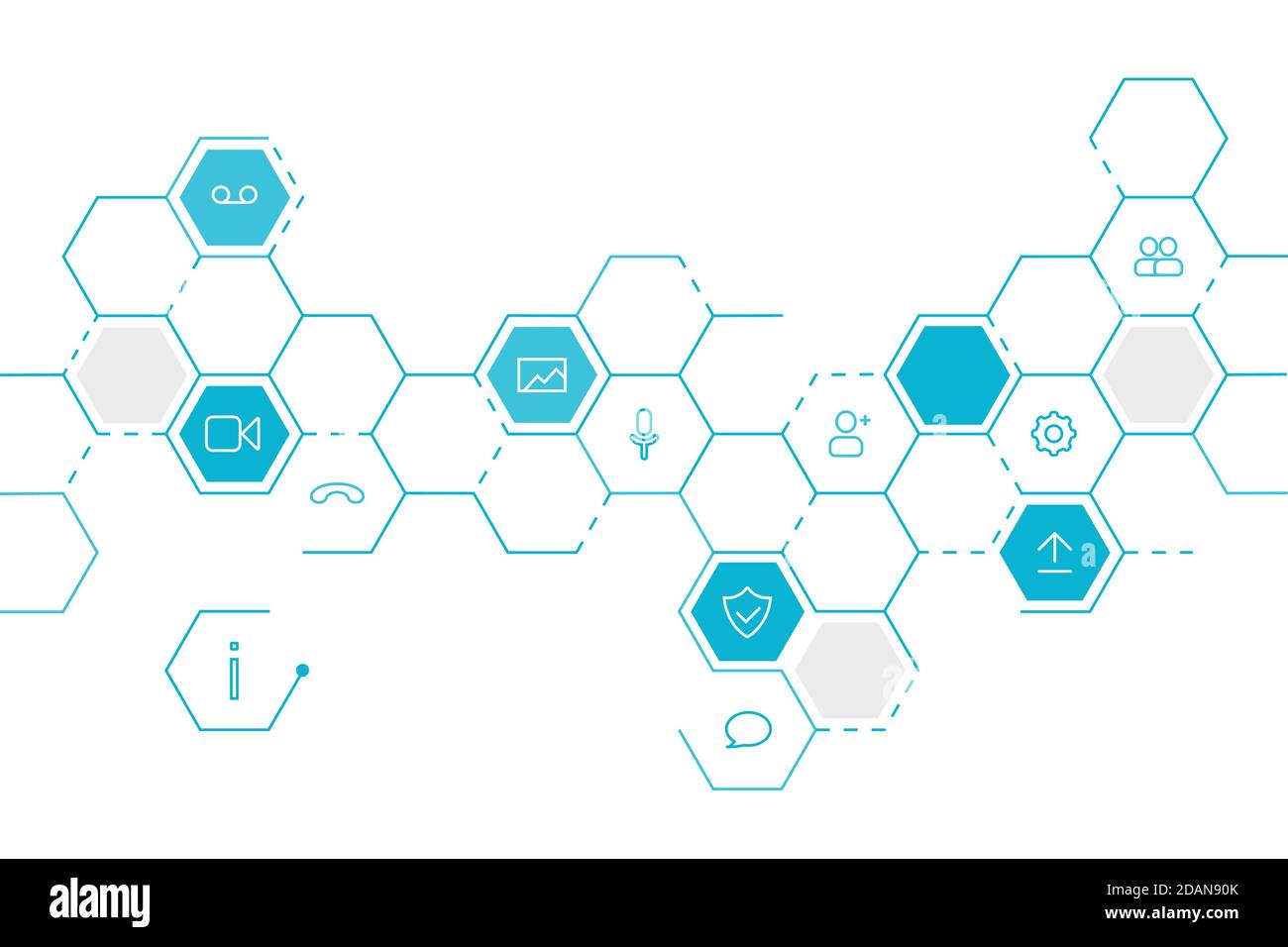 Video call layout, with calling vector icons. Stock Vector