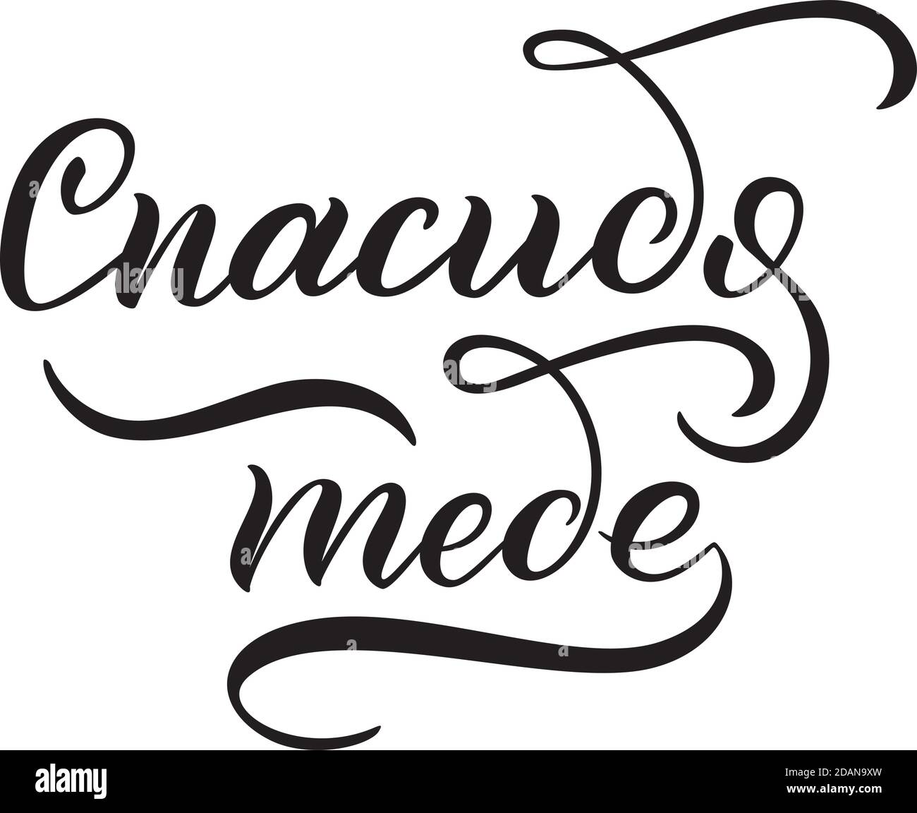 Hand lettering in Russian Thank you. Template for card, poster, print Stock Vector Image & Art