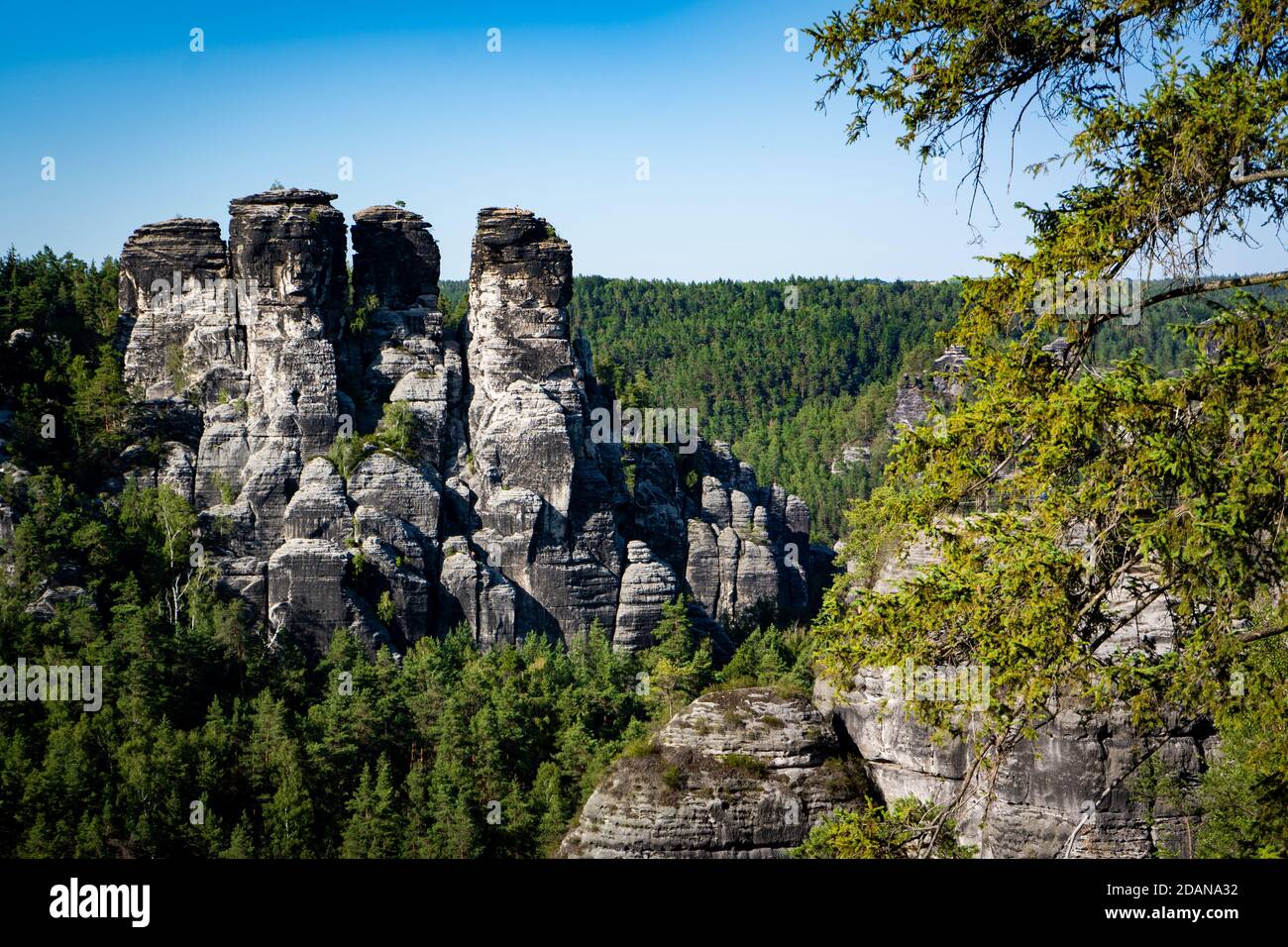 rock formation in Saxon Switzerland Germany Stock Photo