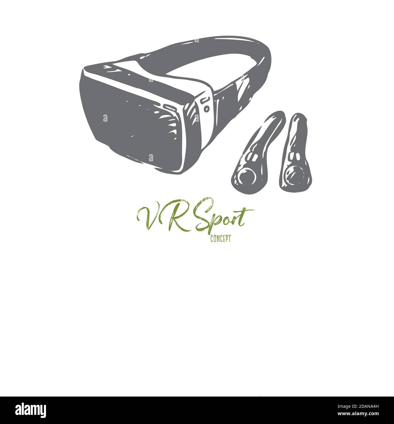 VR, equipment, reality, technology, glasses, game concept. Hand drawn isolated vector. Stock Vector