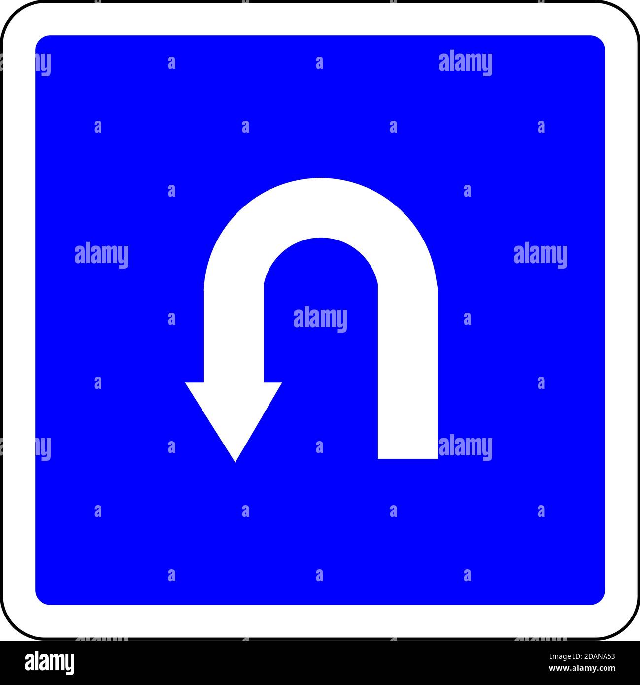 Uturn allowed blue sign Stock Photo Alamy
