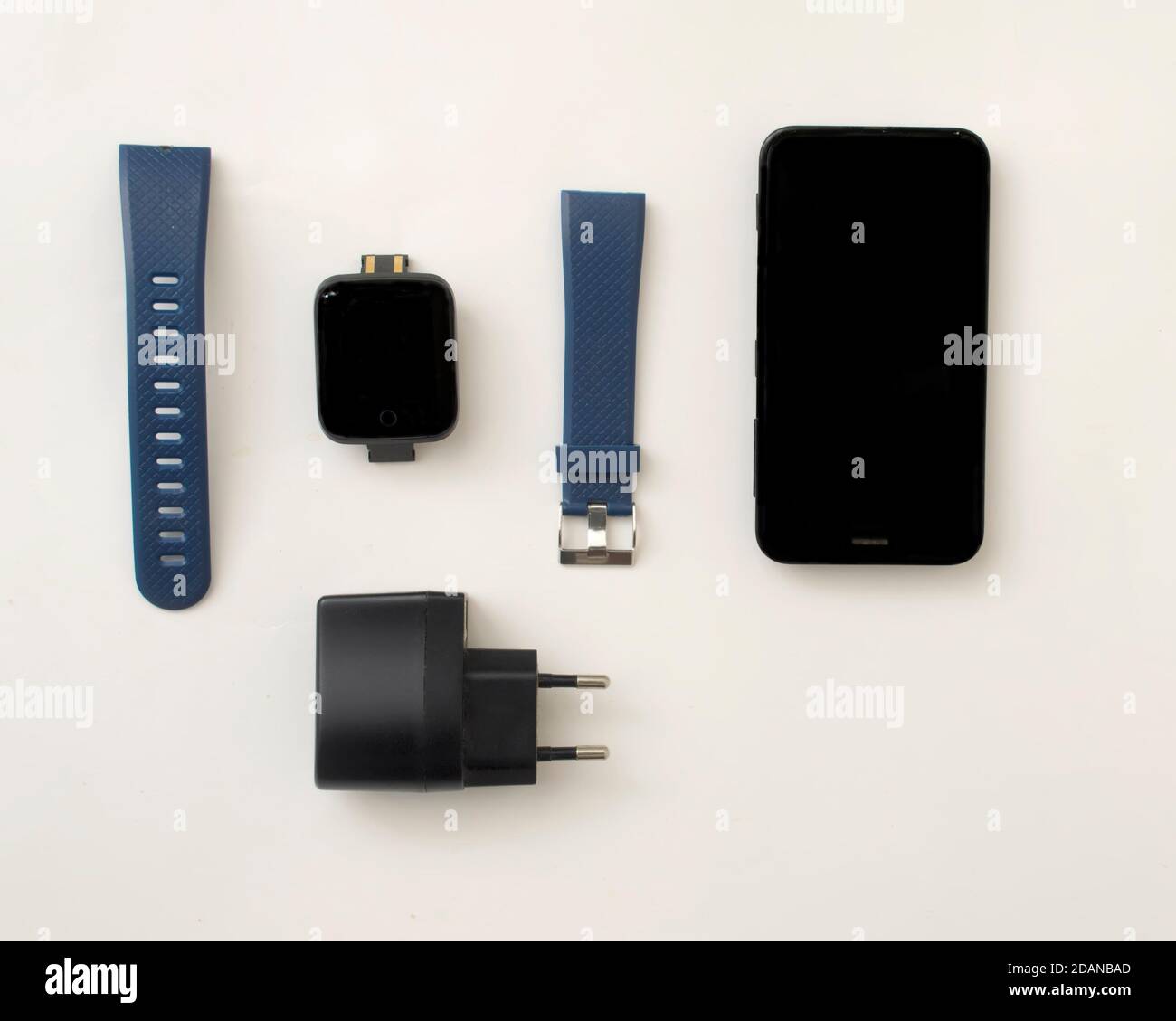 Layout of smart watch accessories Stock Photo Alamy