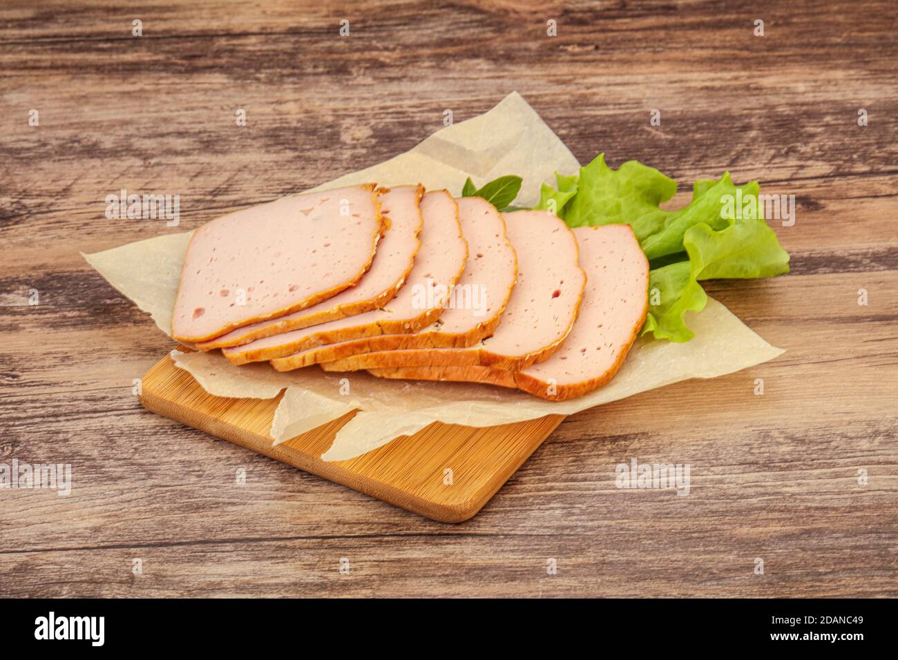 Boiled pork sausage snack over board Stock Photo Alamy