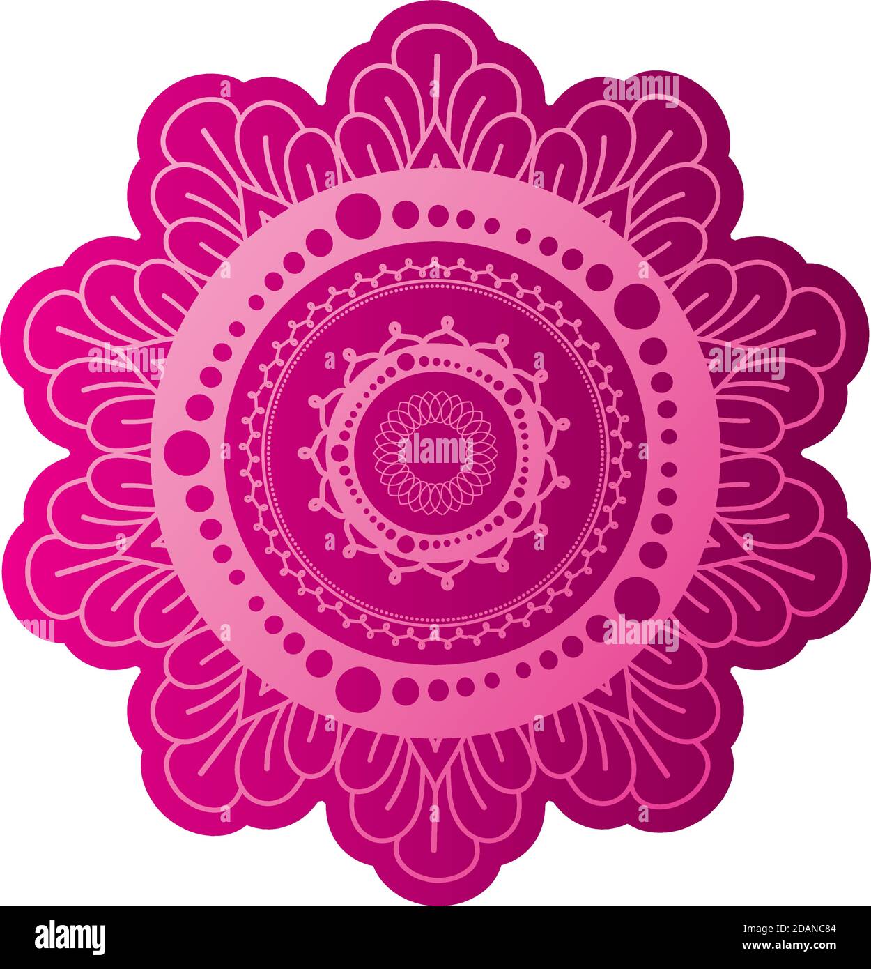 mandala of color fuchsia with a white background Stock Vector Image