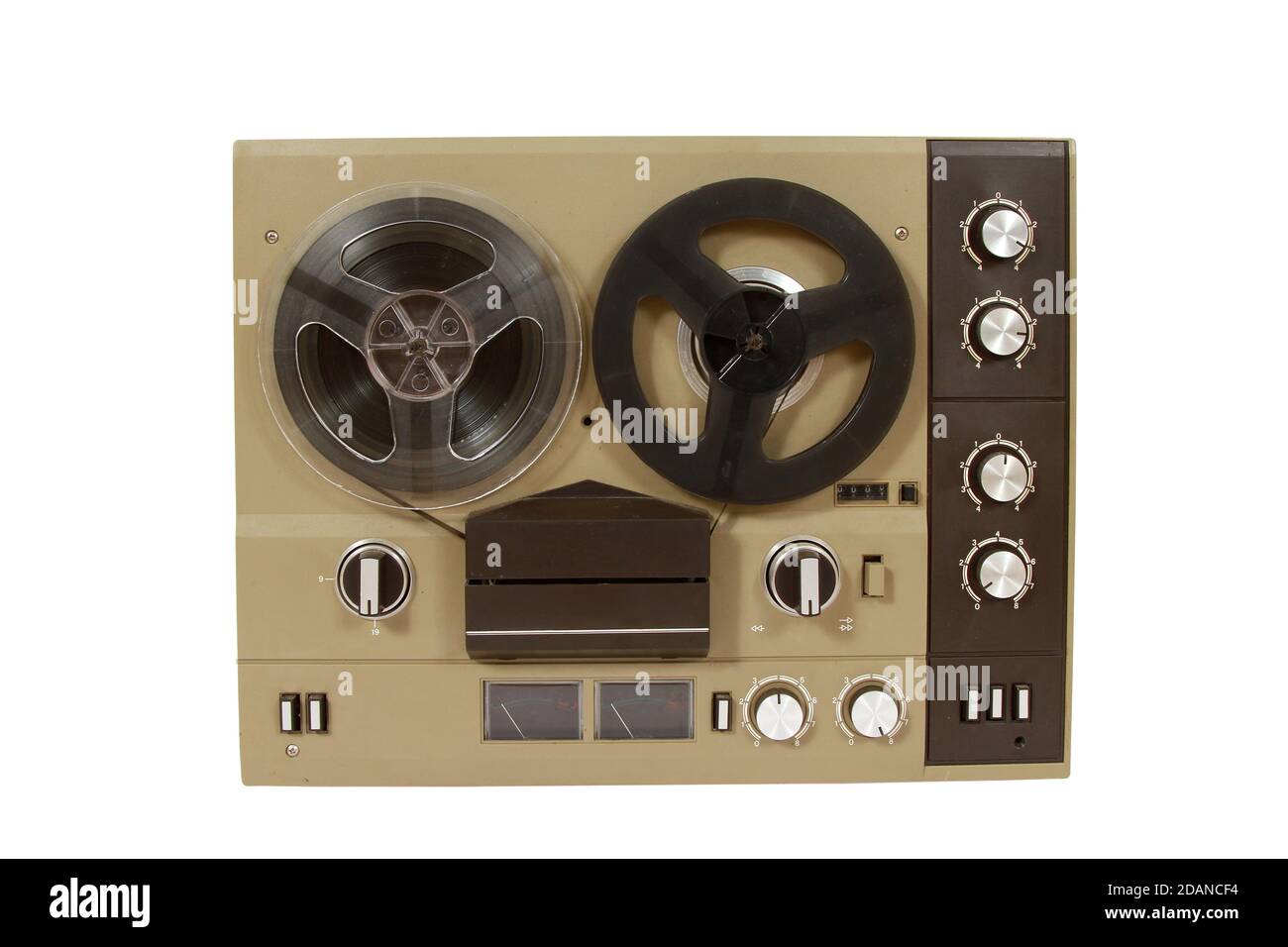 Reel-to-reel tape recorder on a white background Stock Photo - Alamy