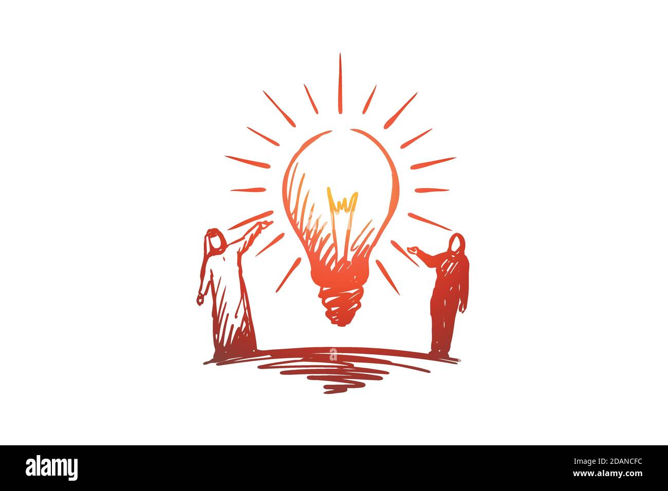 Idea, hijab, Islam, Arab, Islam concept. Hand drawn isolated vector ...