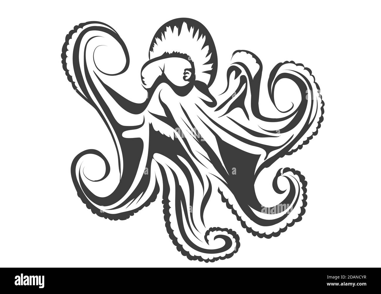 octopus silhouette isolsted on white background Stock Vector Image ...