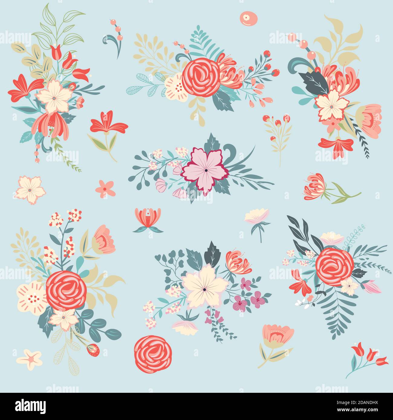 Vector illustration of floral bouquets collection Stock Vector Image ...