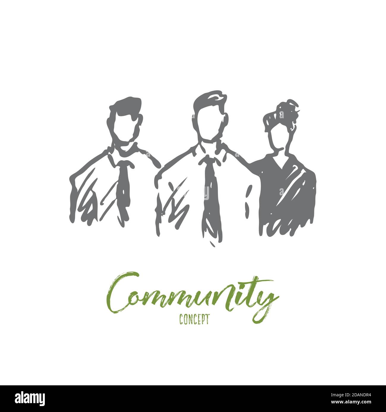 Community, group, people, together, society concept. Hand drawn ...