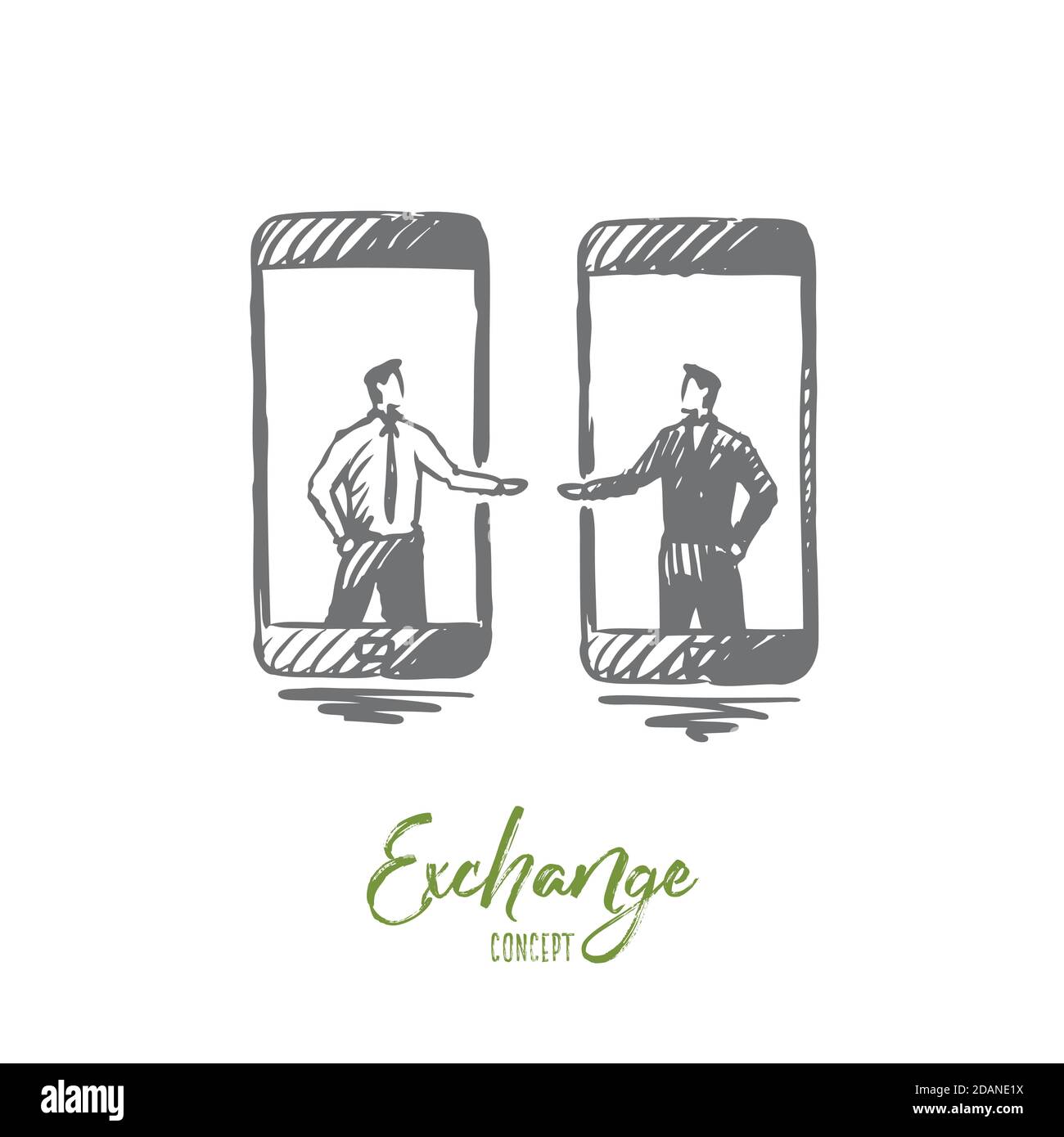 Exchange, business, finance, company, money concept. Hand drawn isolated vector. Stock Vector