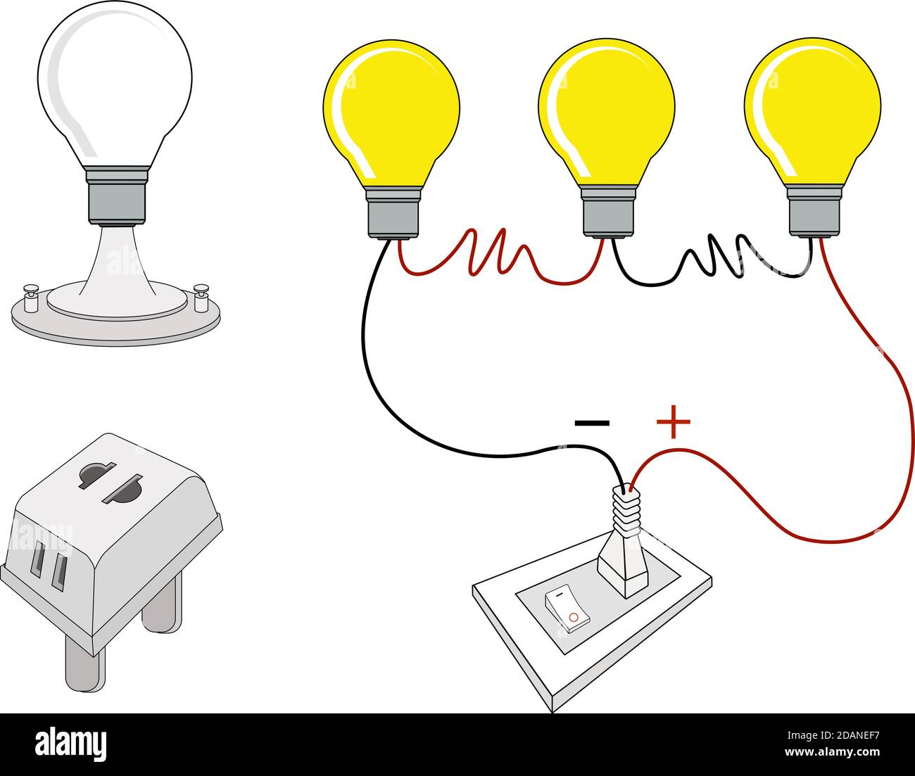 Illustration of The Lighting Circuit or Working Principle of Light