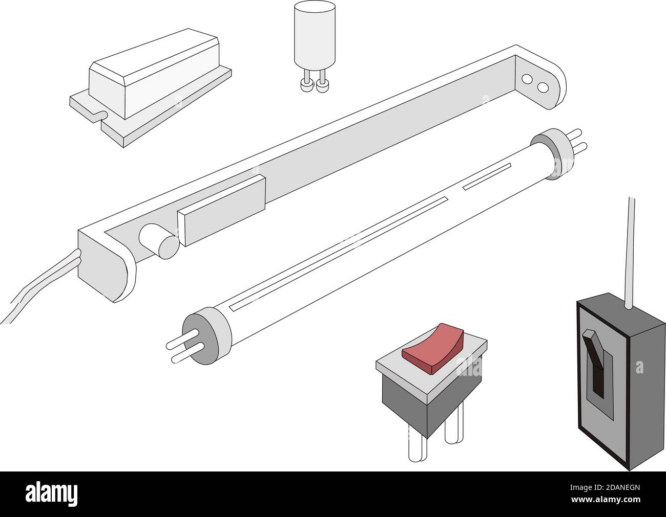 Illustration of The Circuit or Working Principle of Fluorescent Lamp Tube  Stock Vector Image & Art - Alamy