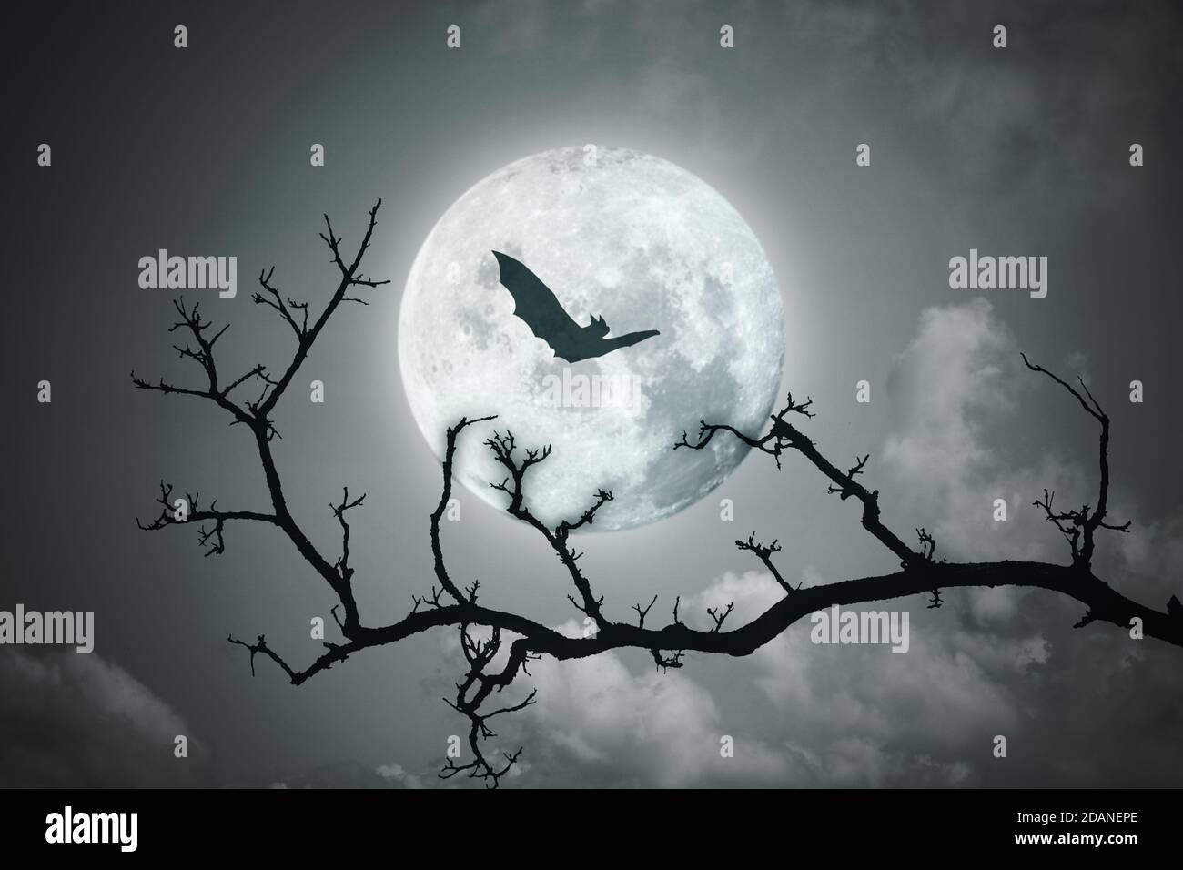 Halloween background. Full moon in the night sky Stock Photo - Alamy