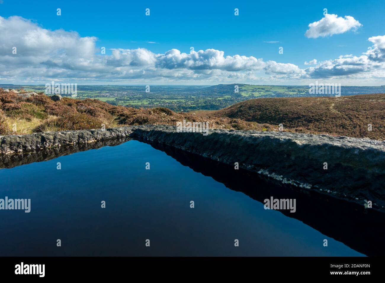 Creative landscape of Wharfedale from Burley Moor looking over The Chevin, Otley and Burley-in-Wharfedale. West Yorkshire, England Stock Photo