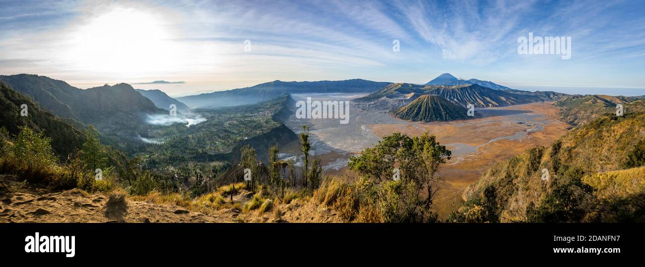 panoramic view of vulcano landscape at bromo in indonesia Stock Photo