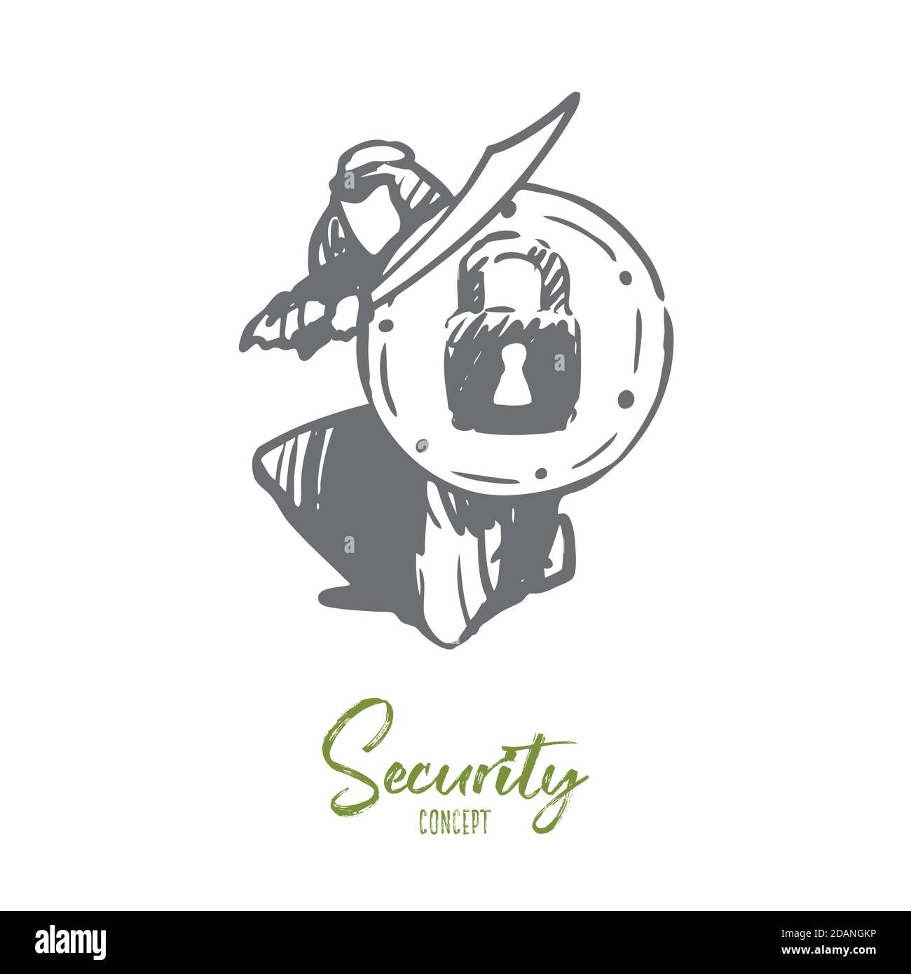 Security, reliability, GDPR, Arab, Islam concept. Hand drawn isolated vector. Stock Vector