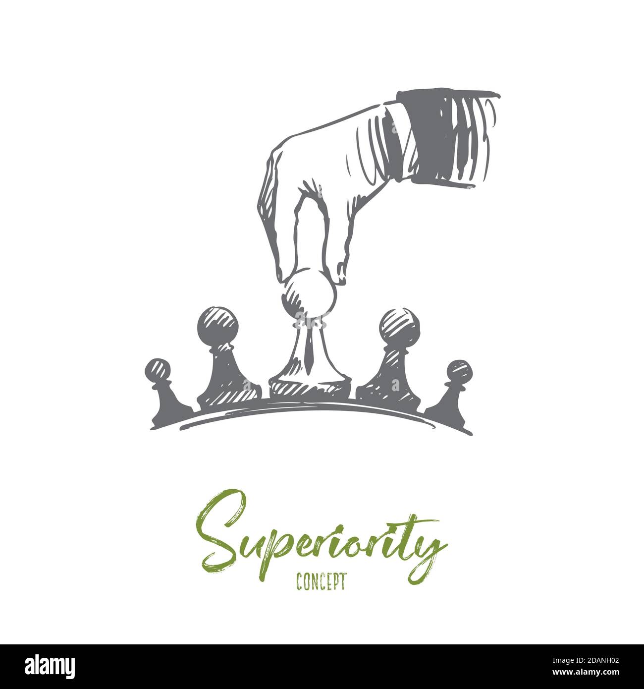 Strategy, businessman, tactics, superiority concept. Hand drawn isolated vector. Stock Vector