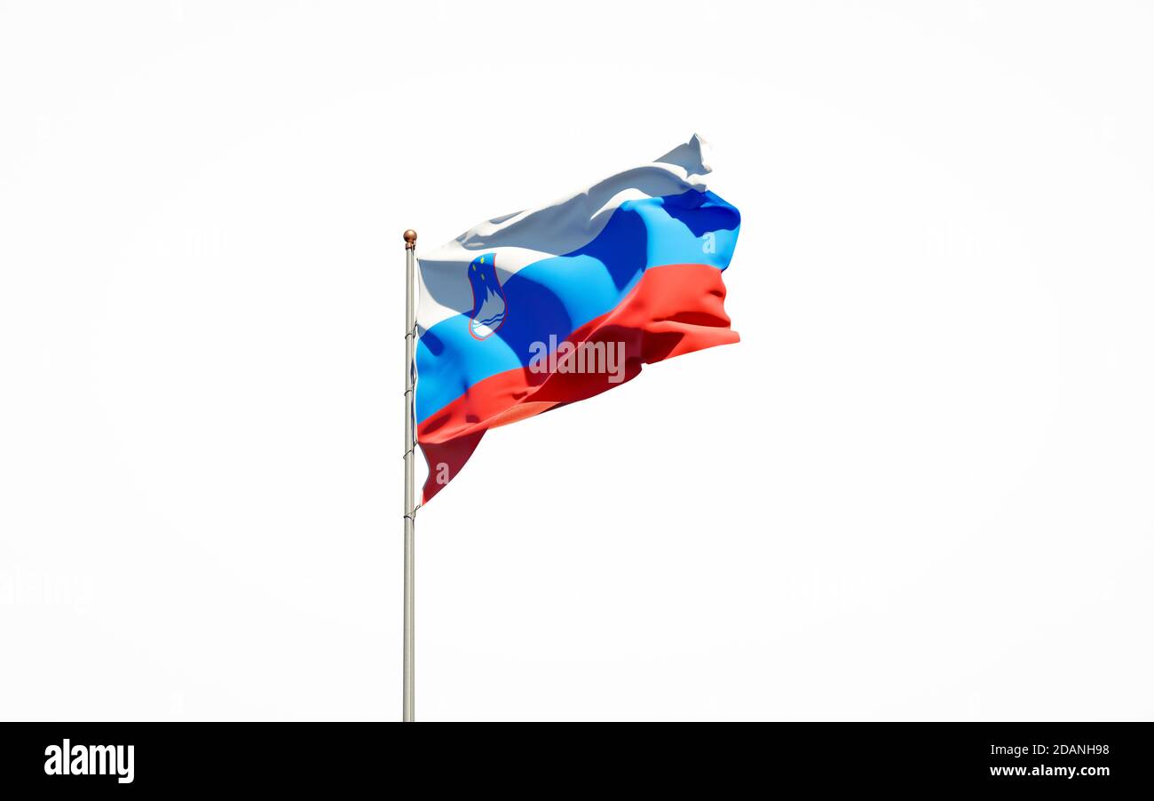 Beautiful national state flag of Slovenia on white background. Isolated ...