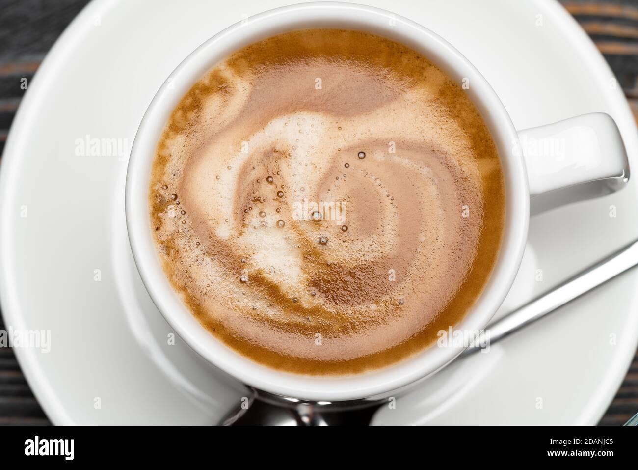 close up of foamy hot fresh espresso coffee cup Stock Photo Alamy