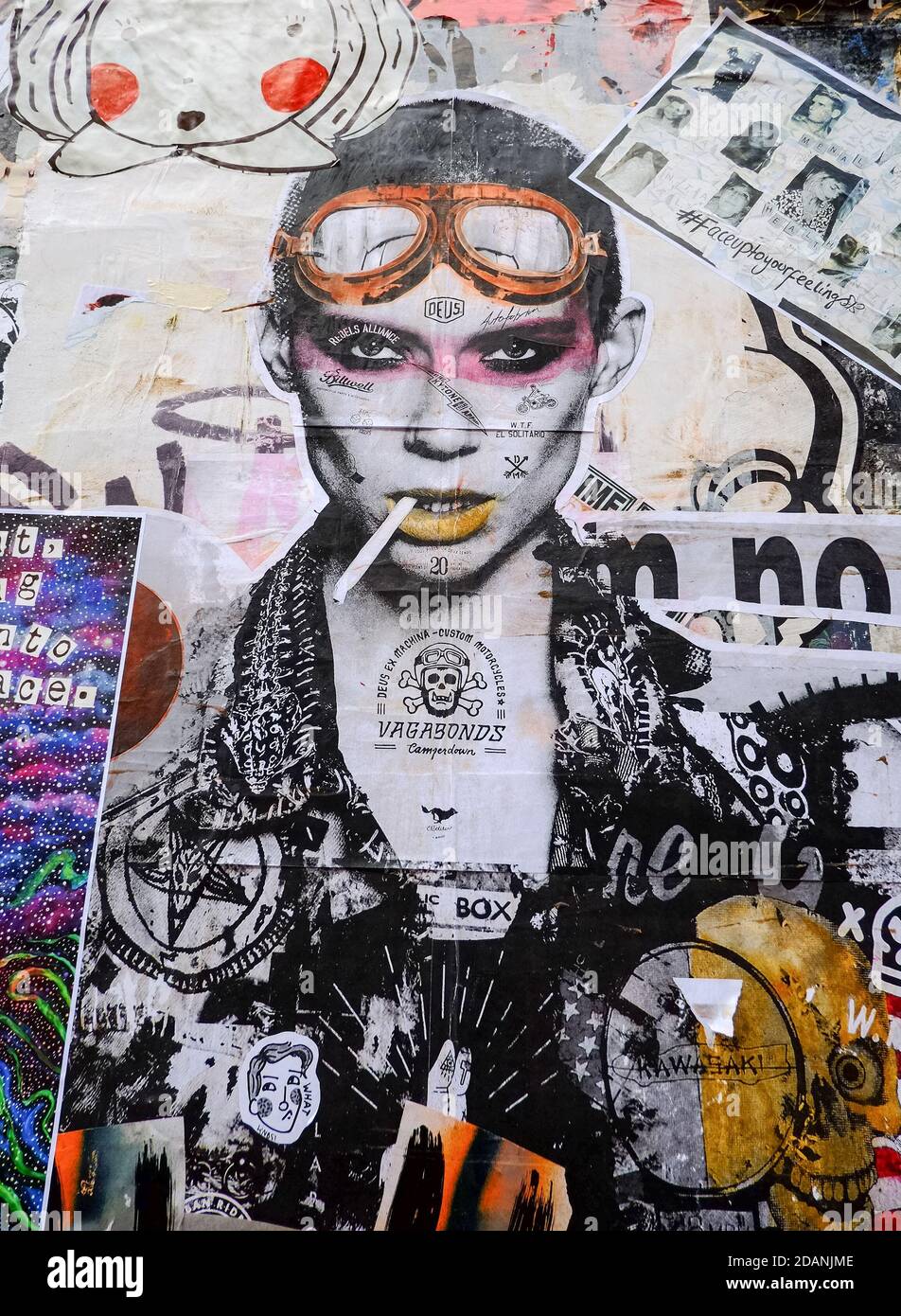 Street Art - Poster Art - Brick Lane - Spitalfields - East End - London  (Motor Cycle Theme Stock Photo - Alamy