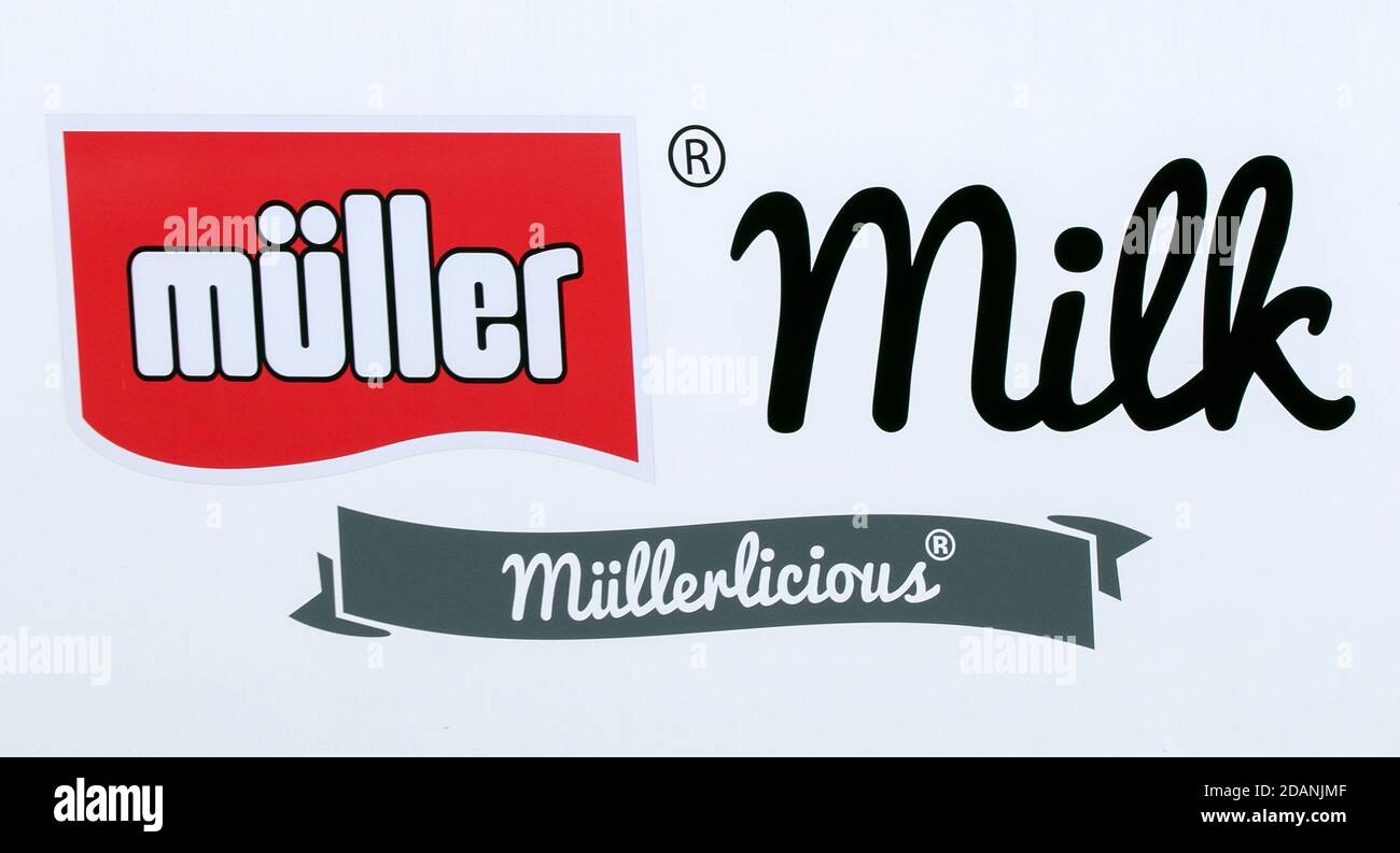 Muller milk dairy products logo food business Stock Photo