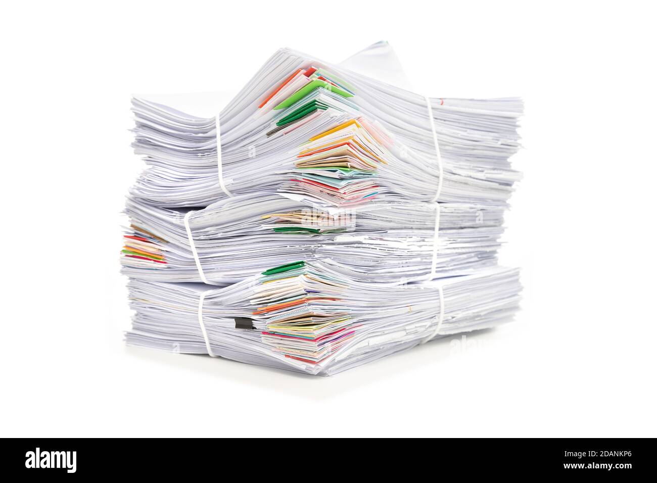 Stack of Documents isolated on white background. Documents pile. Stock Photo