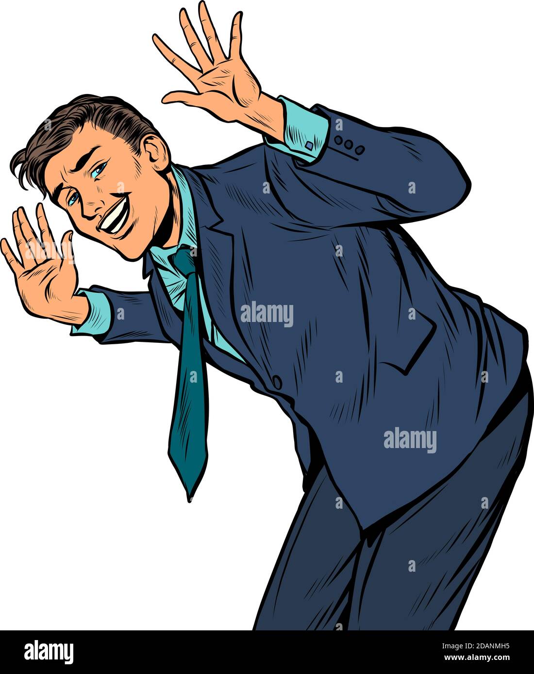 Happy businessman greets and smiles Stock Vector Image & Art - Alamy