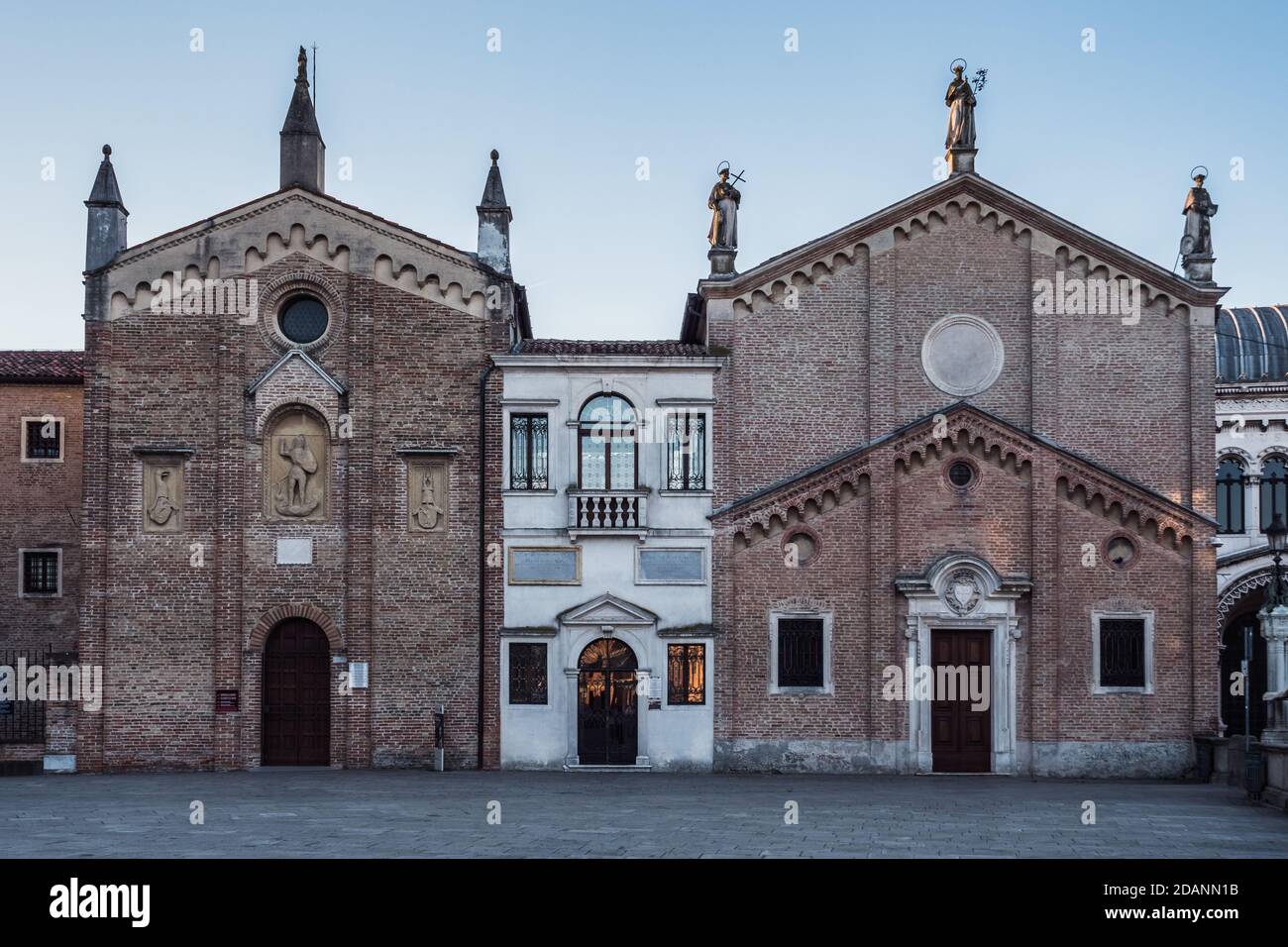 Oratory of Saint George, Scuola del Santo or Scoletta and the Archconfraternity of St Anthony of Padua, Gothic Chapel Facades in Padova, Italy Stock Photo