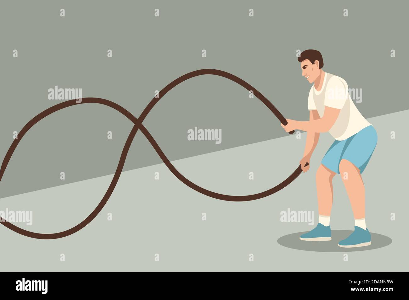 Battle Ropes Drawing battle rope workout,vector illustration, flat style Stock Photo - Alamy