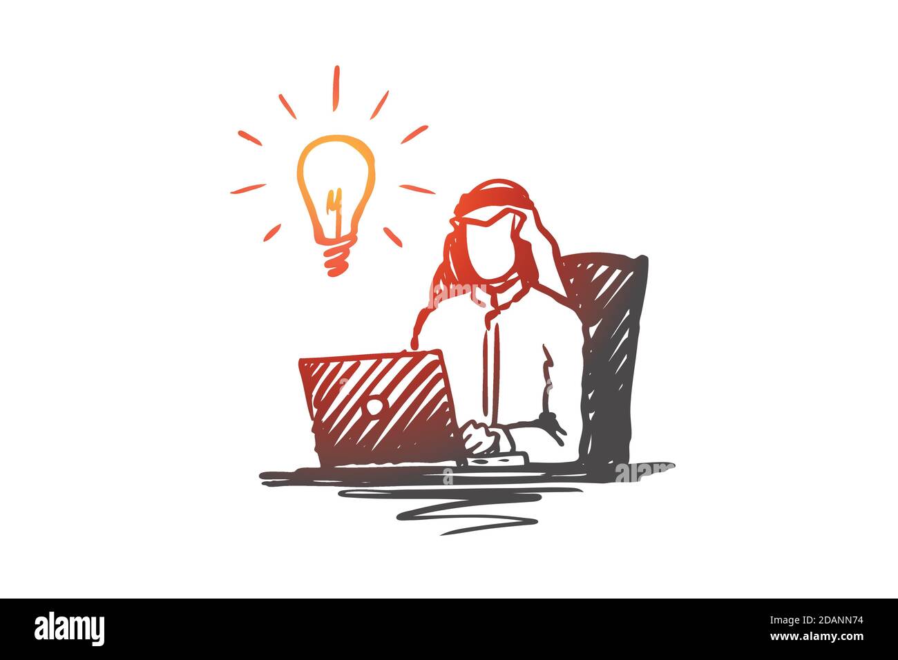 Businessman, muslim, arab, islam, idea, brainstorming concept. Hand ...