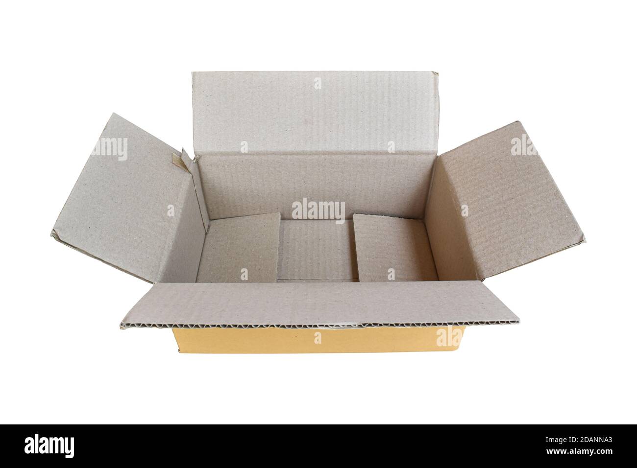 Open cardboard isolated on white background. object with clipping path. Stock Photo