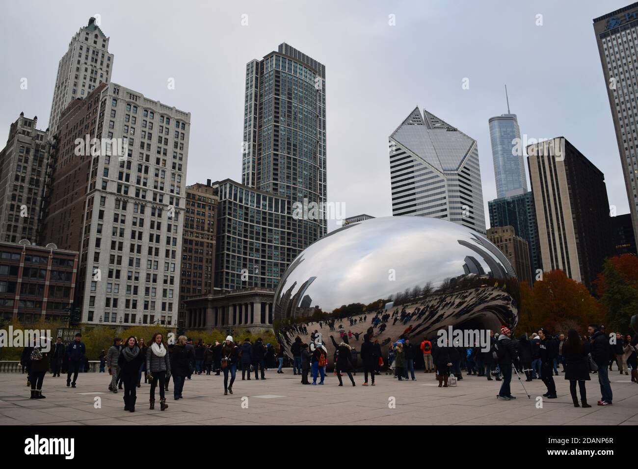 People at the famous tourist attraction Cloud Gate (also known as