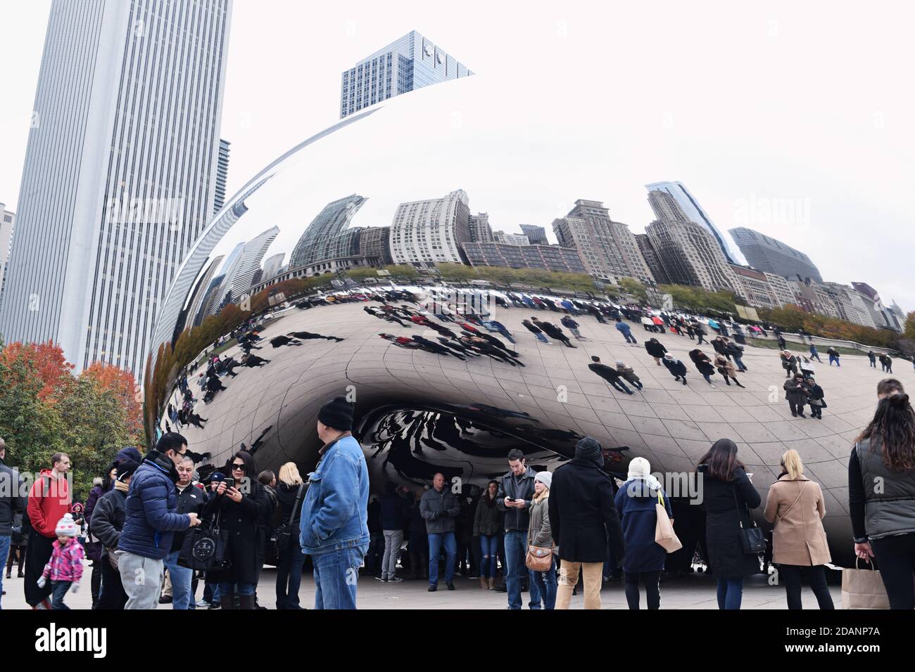 People at the famous tourist attraction Cloud Gate (also known as