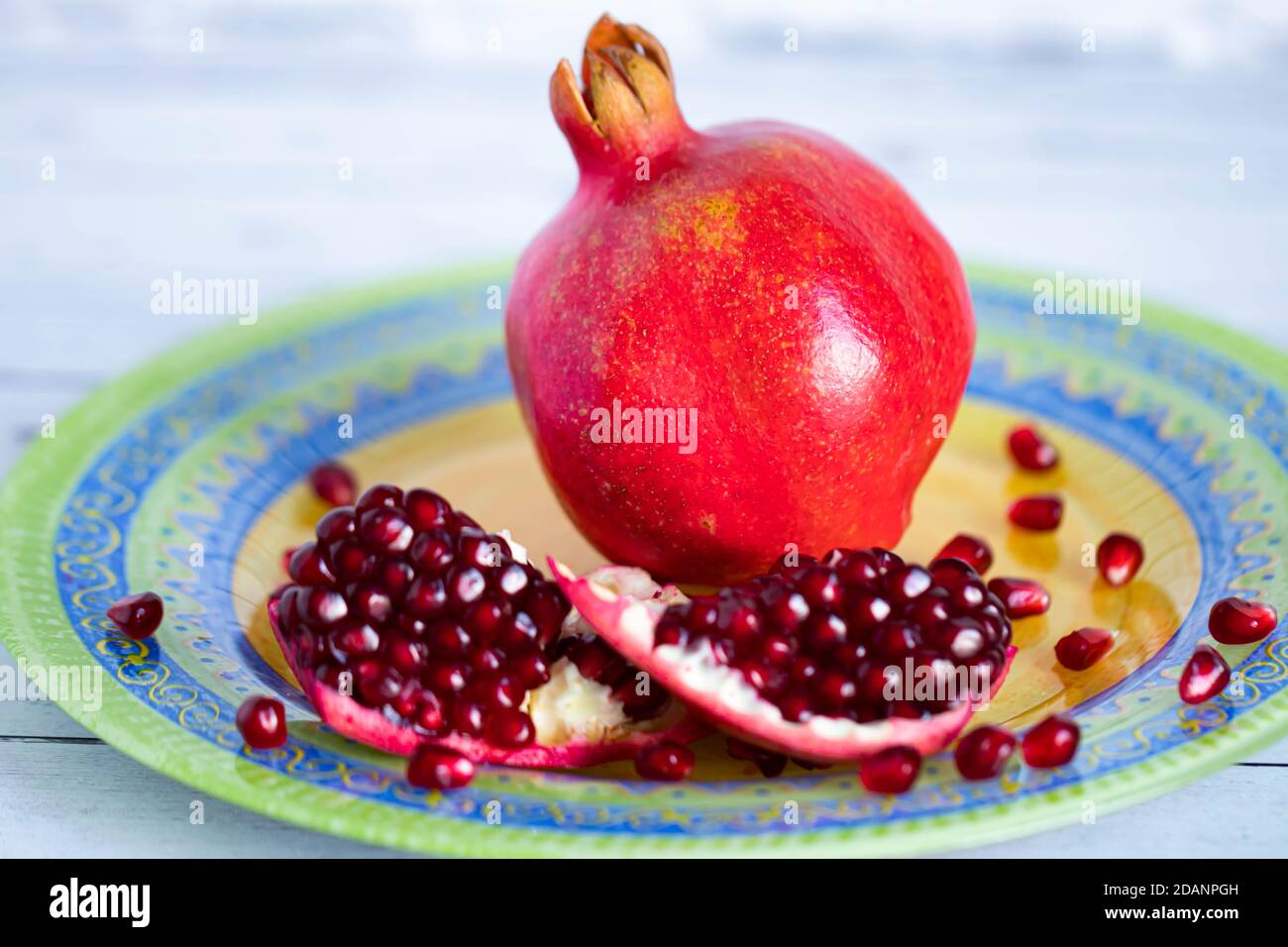 Red Gold Juicy Thick Textured Cut Pomegranate with Seeds Throw