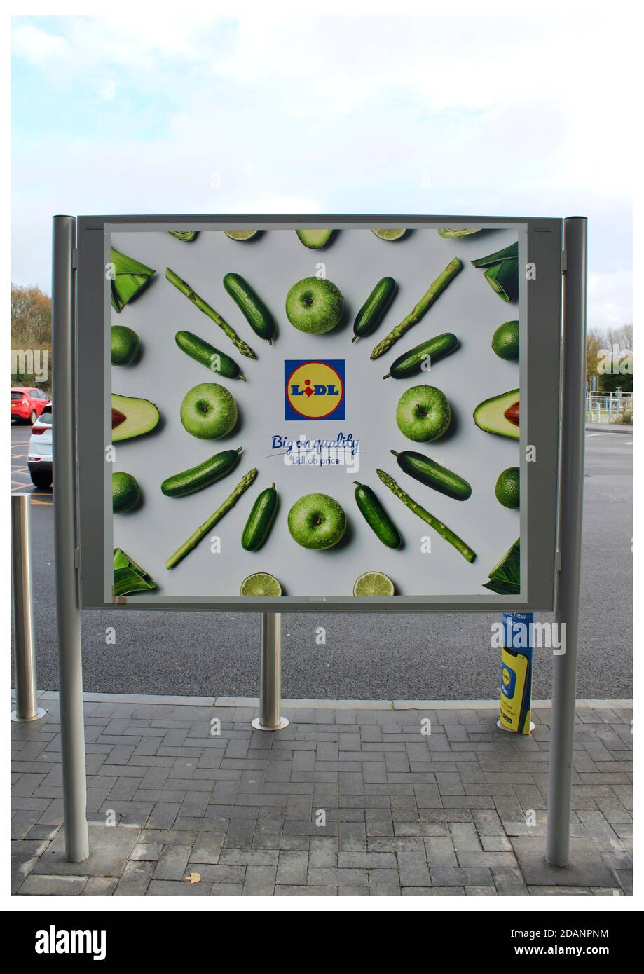 Lidl's advertising outside of store entrance Stock - Alamy