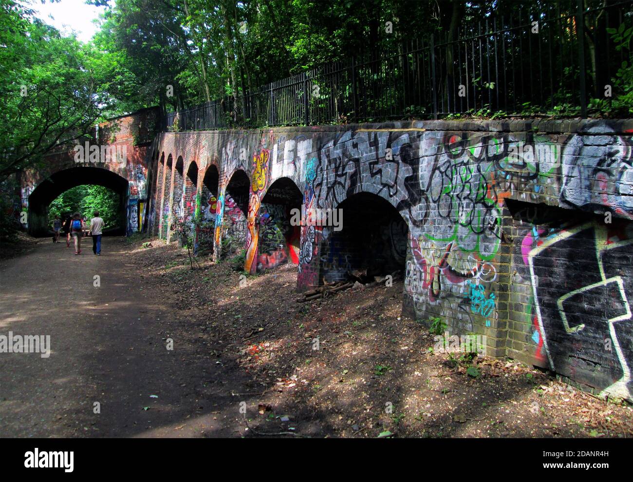 Parkland Walk, green way, slow way, North London nature reserve, following course of the old railway that ran between Finsbury Park & Alexandra Palace Stock Photo