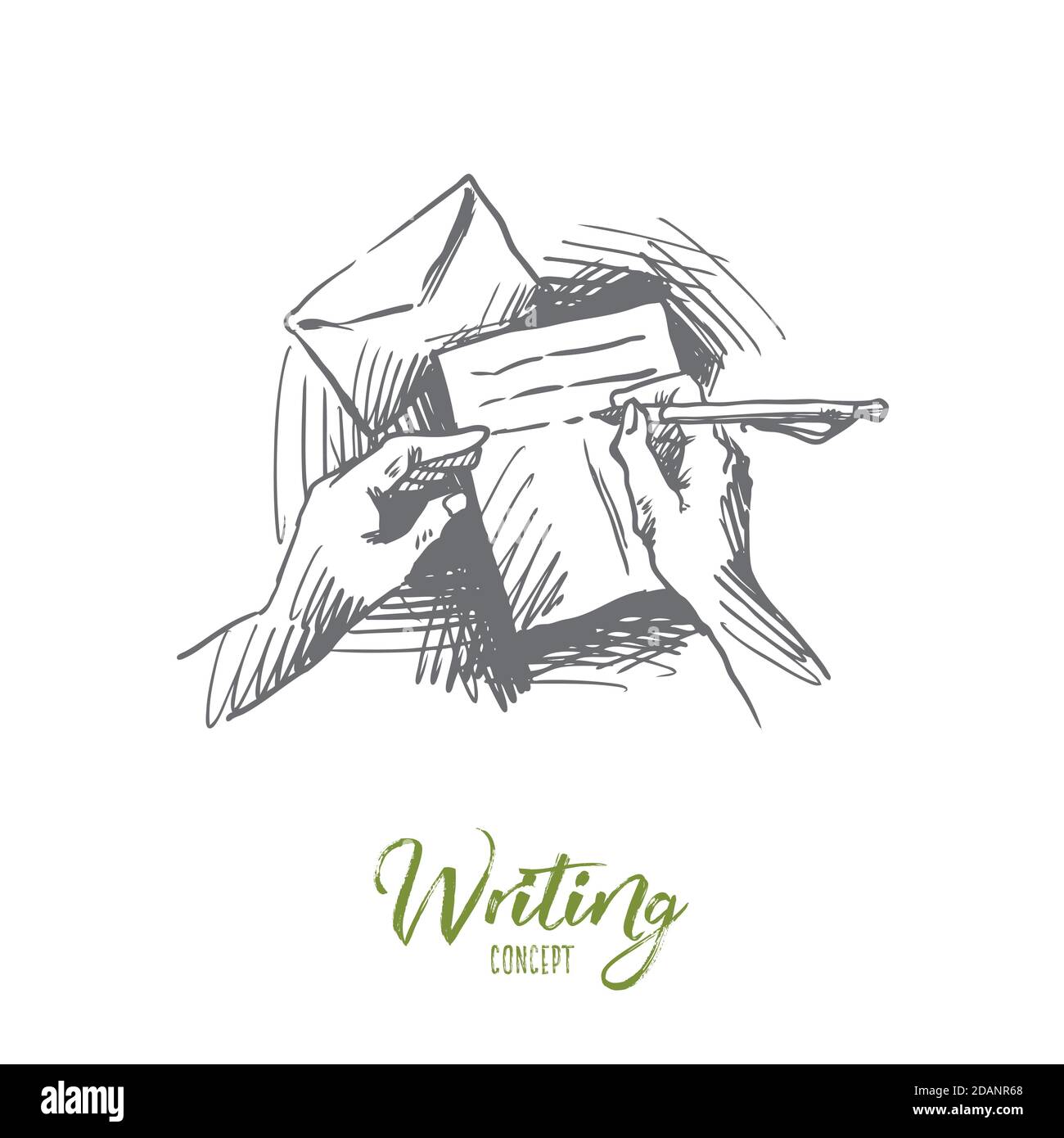 Letter, paper, writing, pen concept. Hand drawn isolated vector Stock ...