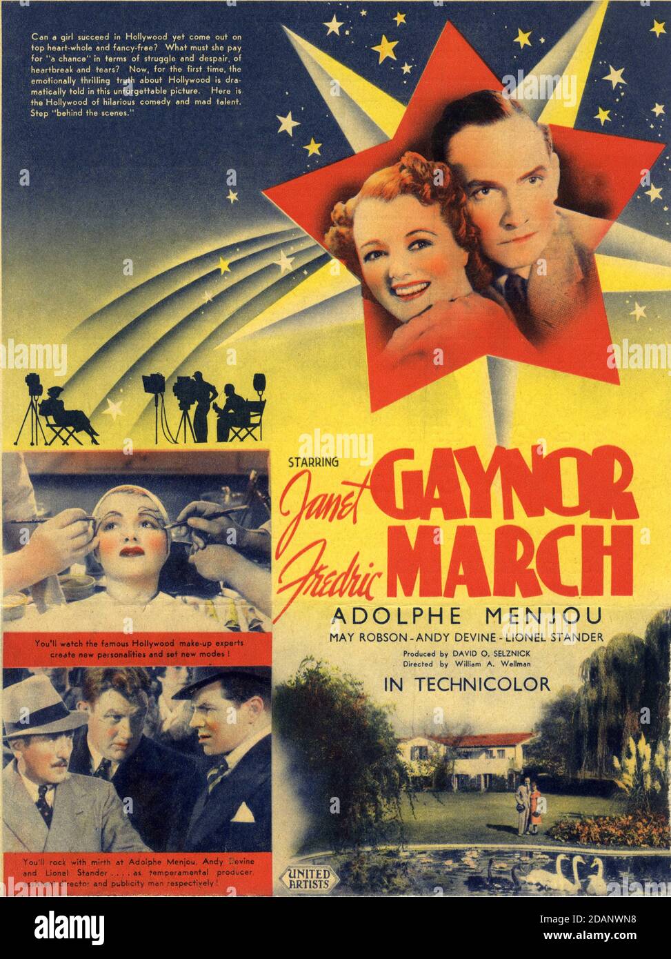 JANET GAYNOR FREDRIC MARCH ADOLPHE MENJOU ANDY DEVINE and LIONEL STANDER in  A STAR IS BORN 1937 director WILLIAM A. WELLMAN story William A. Wellman  and Robert Carson screenplay Dorothy Parker Alan