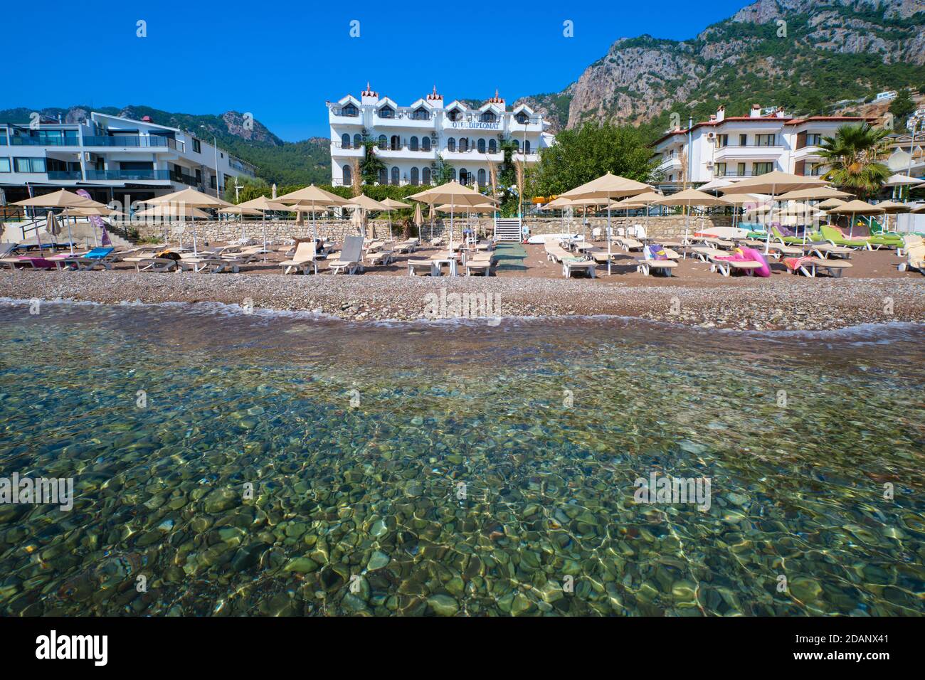 Diplomat hotel beach in Turunc Marmaris, Turkey Stock Photo