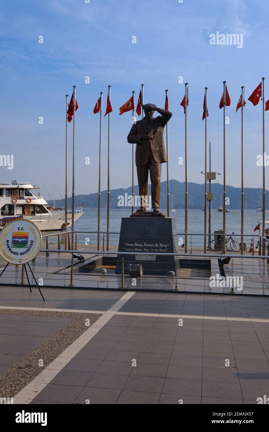 Statue of Kemal Ataturk in Marmaris, Turkey Stock Photo