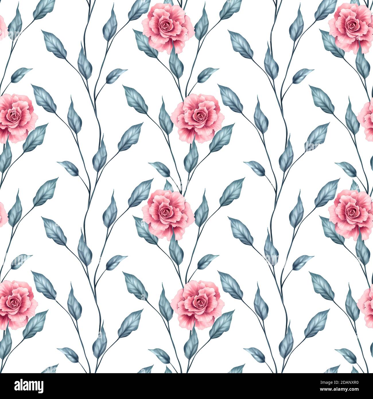 Floral seamless pattern. Background with roses and leaves Stock Photo ...