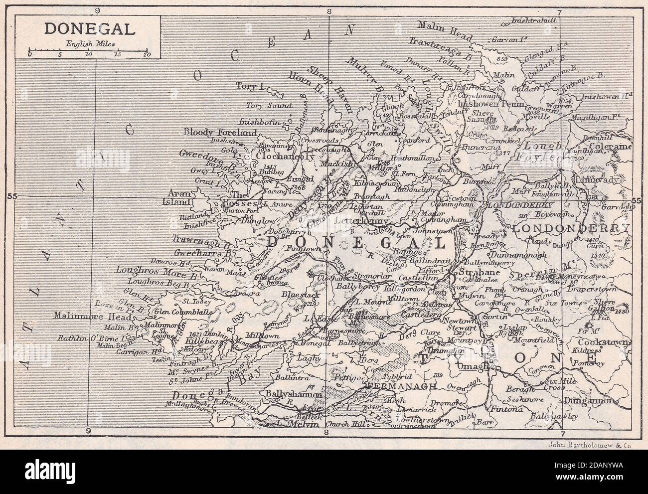 Vintage map of Donegal 1900s Stock Photo Alamy