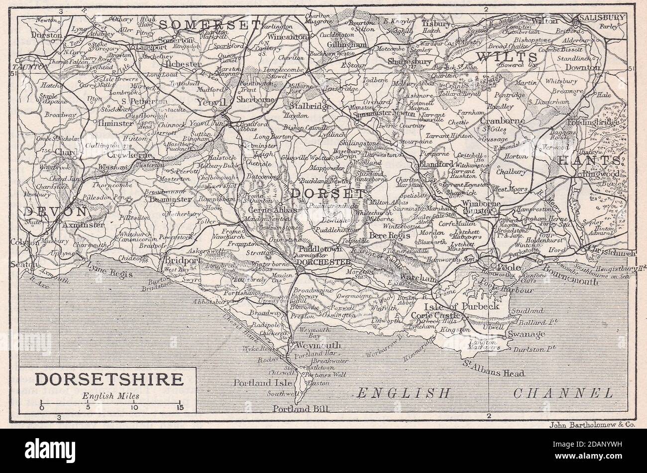 Vintage map of Dorsetshire 1900s Stock Photo Alamy